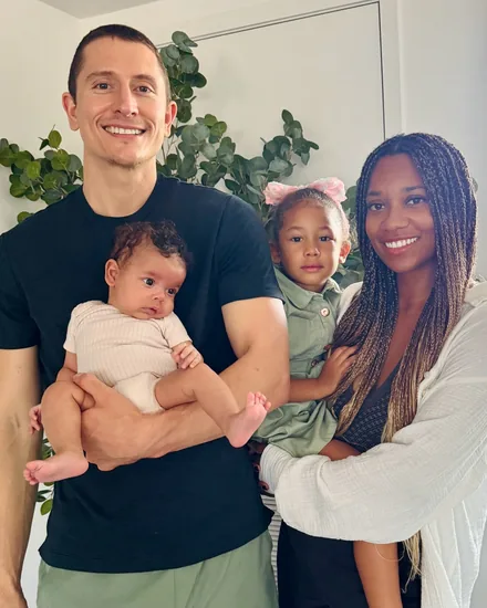 Dr. Najwa Howard, who returns to the practice September 8, 2026, with her husband, their daughter and new baby Selah
